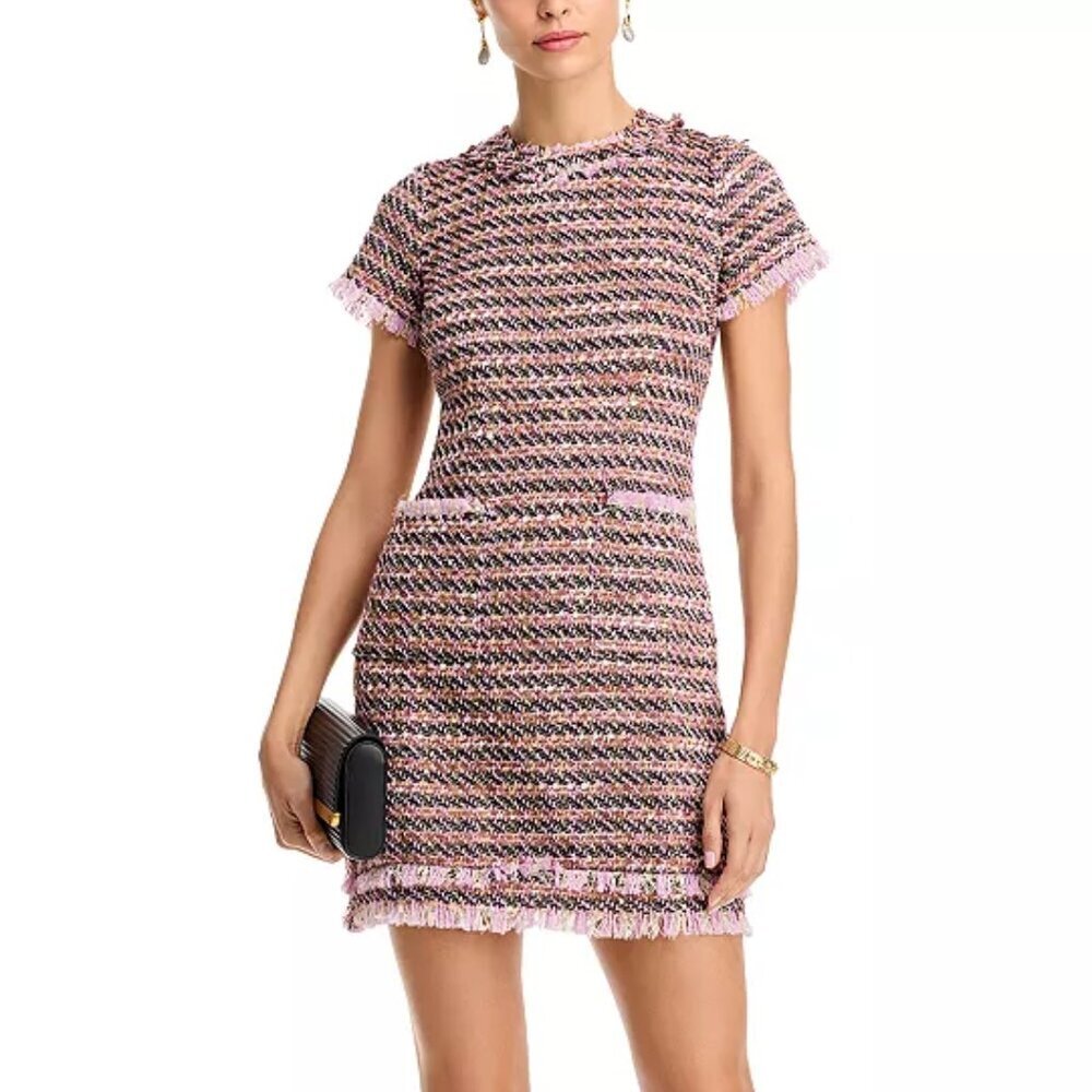 Eliza J Jewel Neck Tweed Mini Dress. Sz: 10